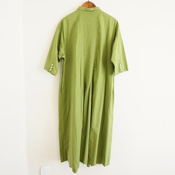 未使用ヤッコマリカルドシルクシャツワンピースピンタックカーキ