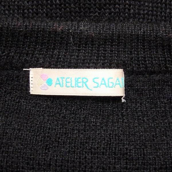 wnc アトリエサガン ATELER SAGAN カーディガン M 黒 ニット 花 ビーズ