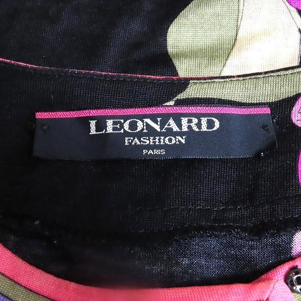 anc レオナール LEONARD カーディガン M 黒 マルチ 花柄 シルク混 日本