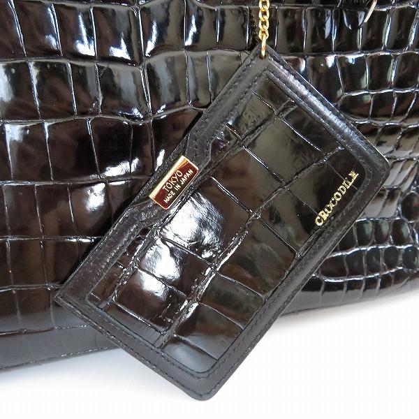 極美品　JRA公認　マットクロコダイルレザー　ハンドバッグ　カードケース付き　黒 Crocodile - JRA クロコダイル バッグ マットクロコ