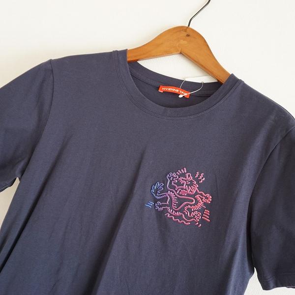 Vivienne Tam ネイビー 半袖Tシャツ VIVIENNE TAM（ヴィヴィアンタム） #snc カットソー 40 紺 半袖 柄