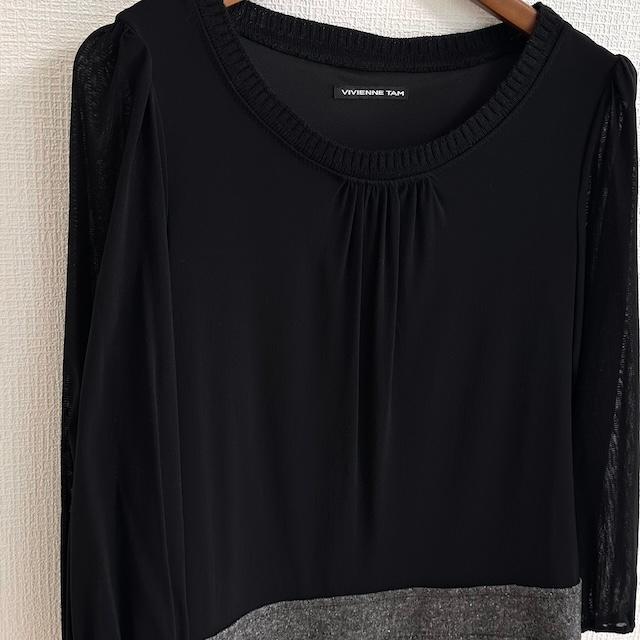 VIVIENNE TAM ワンピース wnc ヴィヴィアンタム VIVIENNETAM ワンピース 0 黒 グレー 七分