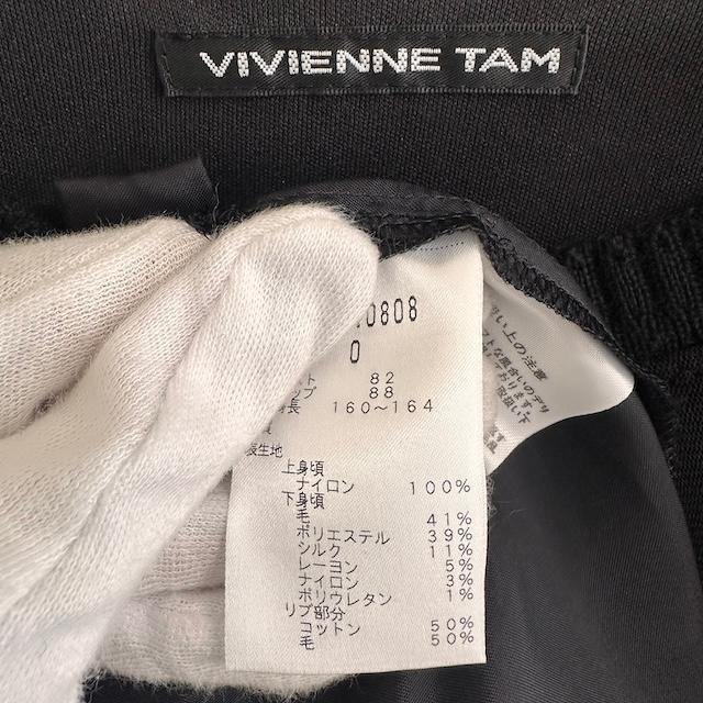 wnc ヴィヴィアンタム VIVIENNETAM ワンピース 0 黒 グレー 七分袖 