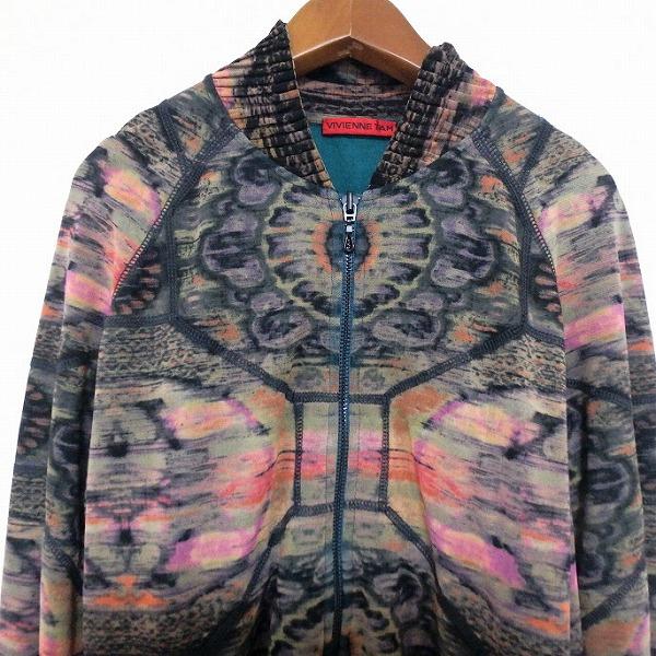 VIVIENNE TAM パワーネット 総柄 フリル袖 ハイネック カットソー VIVIENNE TAM パワーネット 総柄 フリル袖 ハイネック カットソー