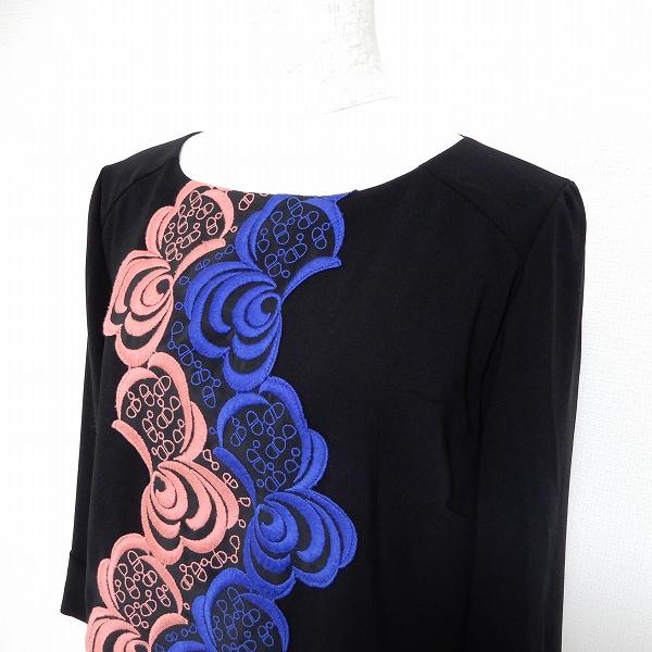 Vivienne Tam 紫色 花刺繍 半袖 ひざ丈ツーピース Vivienne Tam 紫色