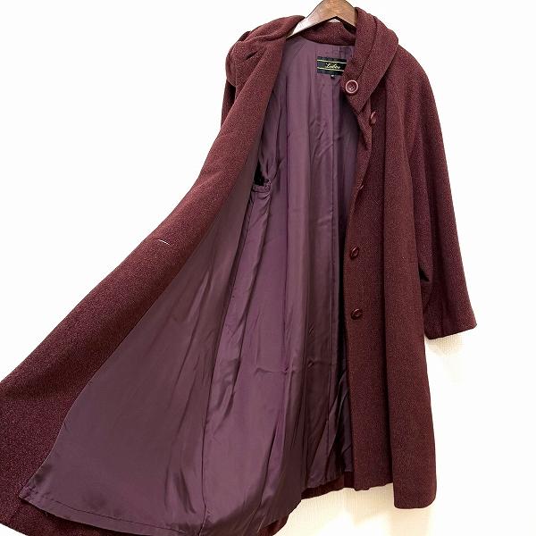 wnc レリアン Leilian コート 13+ ボルドー系 シルク混 アンゴラ混