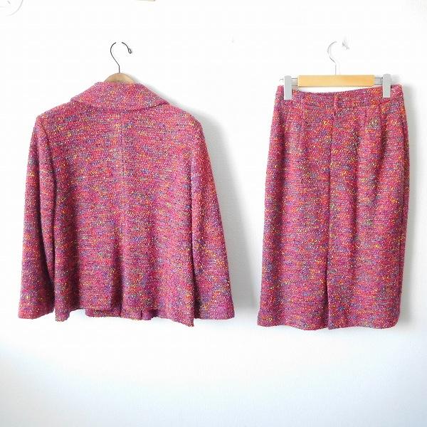 wnc サンジョア Saint Joie スカートスーツ M 赤 マルチ ツーピース 