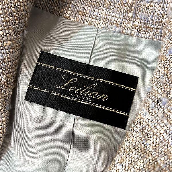 美品✨レリアン 日本製 ミンクファー付き ウール シルク カシミヤ 混紡 コート Leilian（レリアン） #wnc コート 13 ベージュ 茶 水色 ツイード