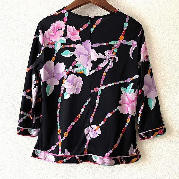 LEONARD SPORT #anc レオナールスポーツ カットソー 38 黒 マルチ 花柄