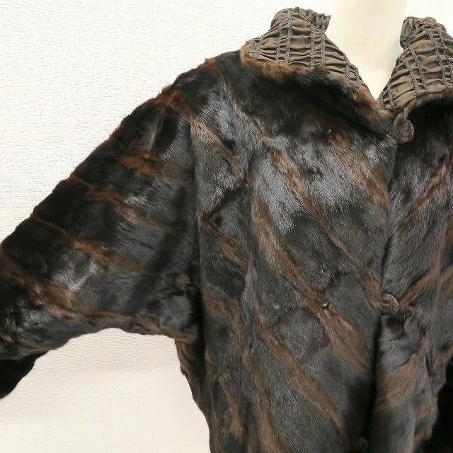 #wnc ウィーゼル 毛皮コート こげ茶 茶 リバーシブル ドルマン イタチ レディース [859553]