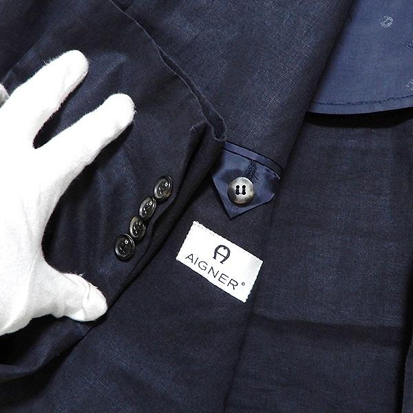 snc アイグナー AIGNER ジャケット シングル S3B 麻 背抜き 50 黒系  