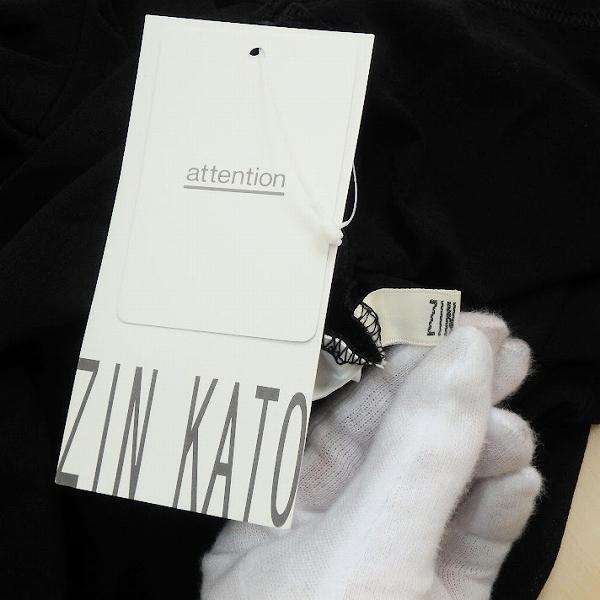anc ジンカトウ ZIN KATO カットソー 42 黒 花モチーフ メッシュ