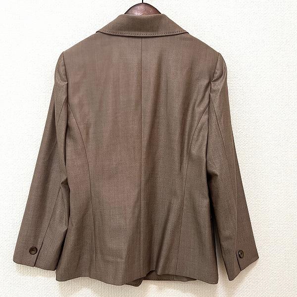 Leilian #anc レリアン ジャケット 9 茶系 ステッチ シルク混 