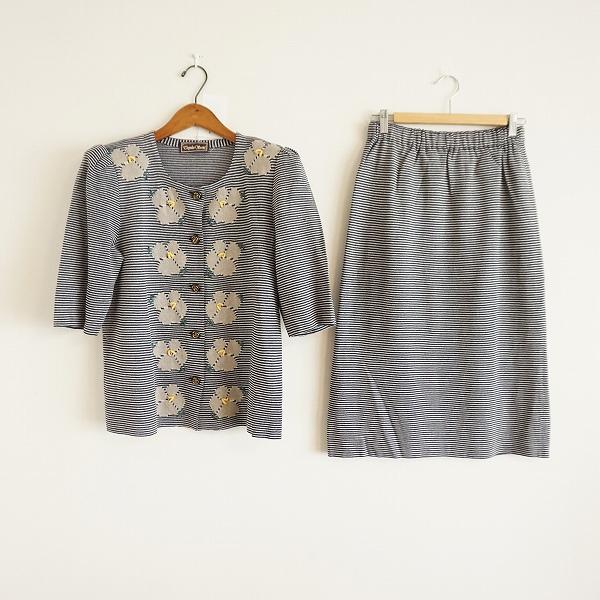 斉藤都世子 #snc サイトウトヨコ セットアップ 白 紺 ニット ボーダー  