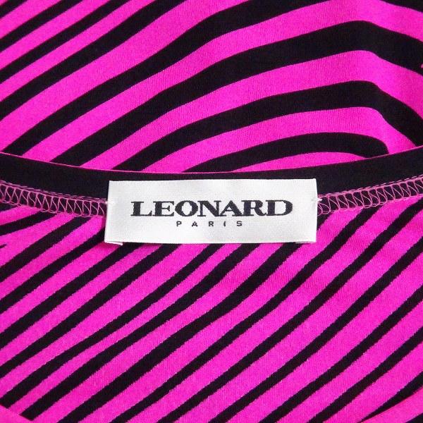 apc レオナール LEONARD ワンピース 40 ピンク 黒 シルク ボーダー 