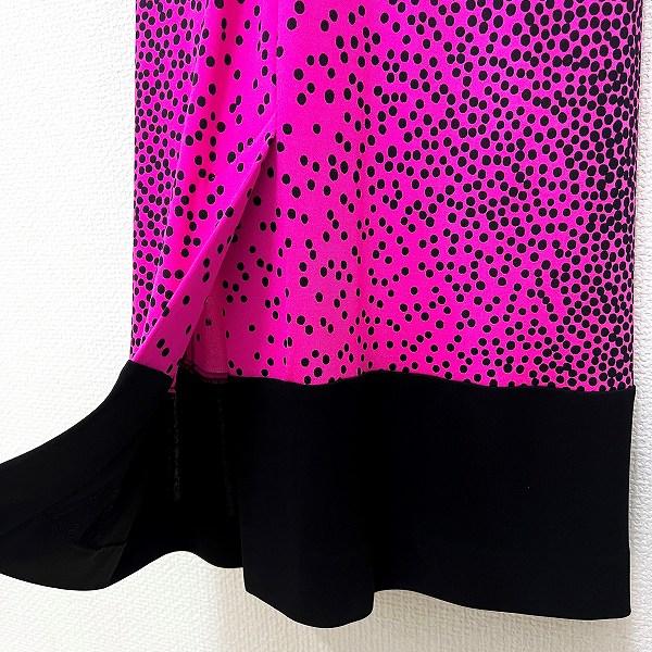 LEONARD FASHION 黒地にピンクの花柄ドット模様ワンピース LEONARD（レオナール） #spc ワンピース 42 ピンク 黒 ドット 総柄 七