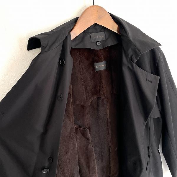 【お家のもの整理中】LOEWE コート サイズ38 黒 中古・古着通販】LOEWE (ロエベ) ゴールドボタンコート グリーン