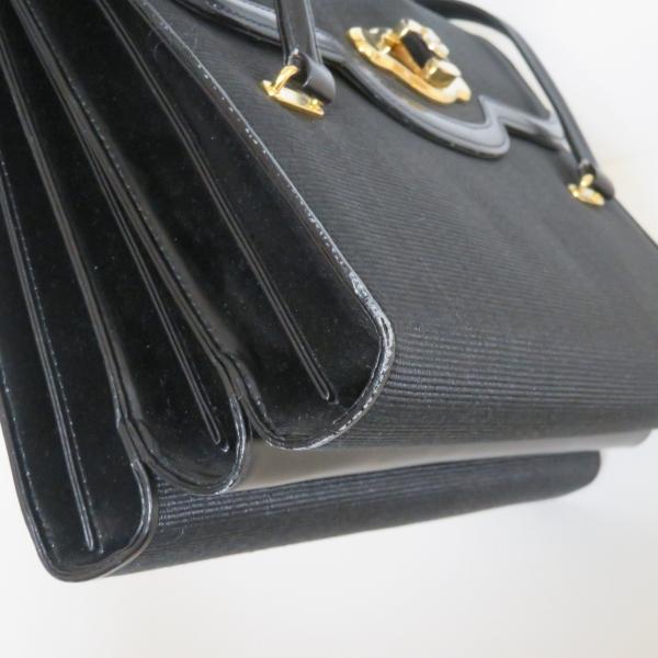 【美品】COMTESSE ホースヘア ネイビー ゴールドロゴ金具 ハンドバッグ COMTESSE コンテス ホースヘア ゴールド金具 ハンドバッグ 皇室御用達