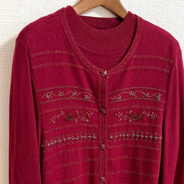 Leilian（レリアン） #wnc アンサンブル ニット 9 ボルドー系 アンゴラ