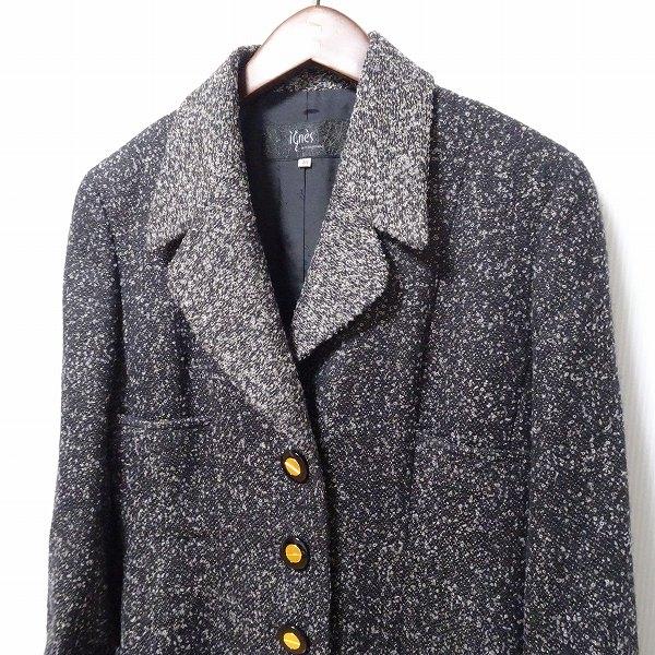 銀座マギー #wnc イネス ignes コート 40 グレー系 ツイード ラメ 美品