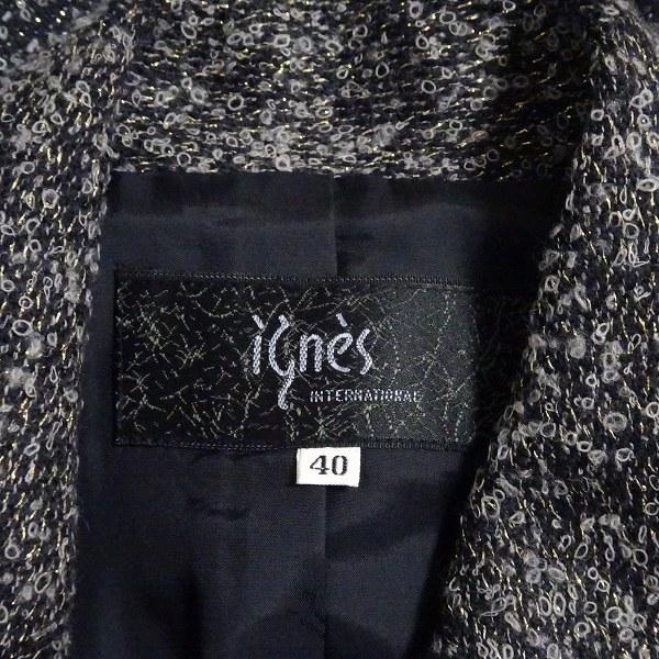 銀座マギー #wnc イネス ignes コート 40 グレー系 ツイード ラメ 美品