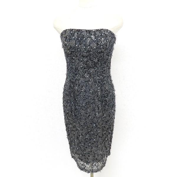 貴重 未使用 ESCADA ドイツ製 ビーズ スパンコール 刺繍 シルク ドレス ESCADA（エスカーダ） #snc ワンピース ドレス 34 グレー ビーズ