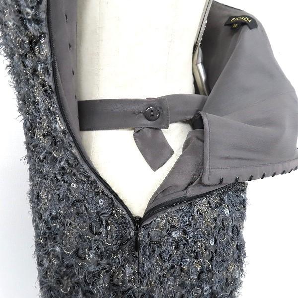 訳あり未使用品/定価242000円【ESCADA】エスカーダ　シルクドレス　36 ESCADA（エスカーダ） #snc ワンピース ドレス 34 グレー ビーズ