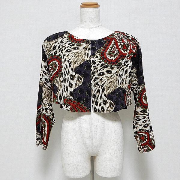 #anc 詩仙堂 ヒトシタムラ BYHITOSHI カットソー ちりめん ドルマン ショート丈 ペイズリー ヒョウ柄 赤 マルチ レディース [869909] | 