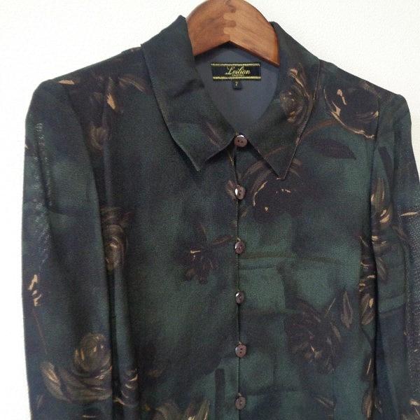 Leilian #anc レリアン セットアップ 7 緑 黒 花柄 レディース [870956  