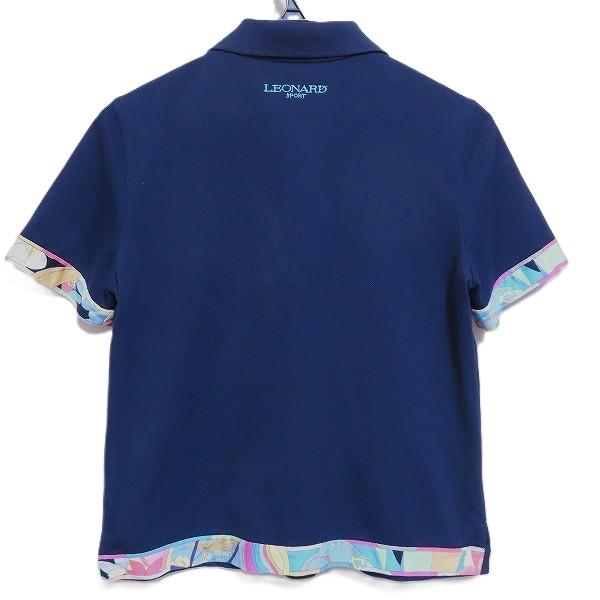 snc レオナールスポーツ LEONARD SPORT ポロシャツ 40 紺 半袖 刺繍