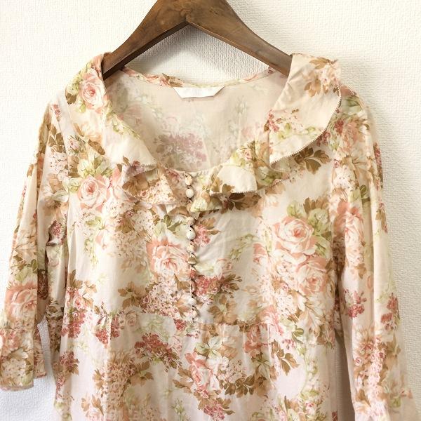 snc ピンクハウス PINKHOUSE チュニック ピンク系 黄緑 七分袖 フリル 