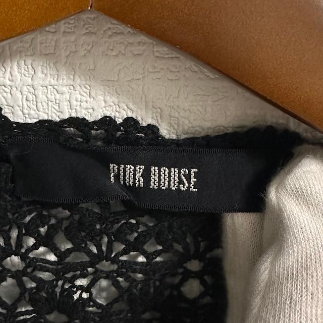 snc ピンクハウス PINKHOUSE カーディガン 黒 鍵編み 花モチーフ