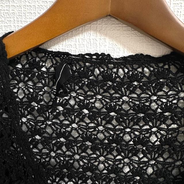 snc ピンクハウス PINKHOUSE カーディガン 黒 鍵編み 花モチーフ