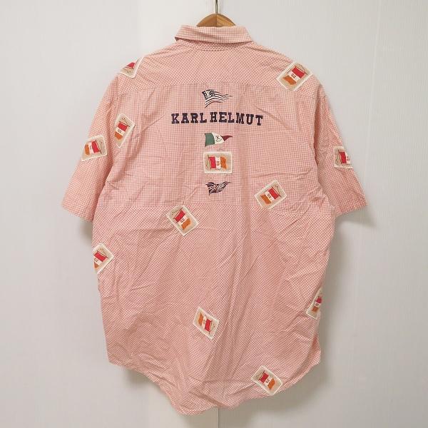 sxc カールヘルム KarlHelmut 半袖シャツ ピンク 白 ボタンダウン