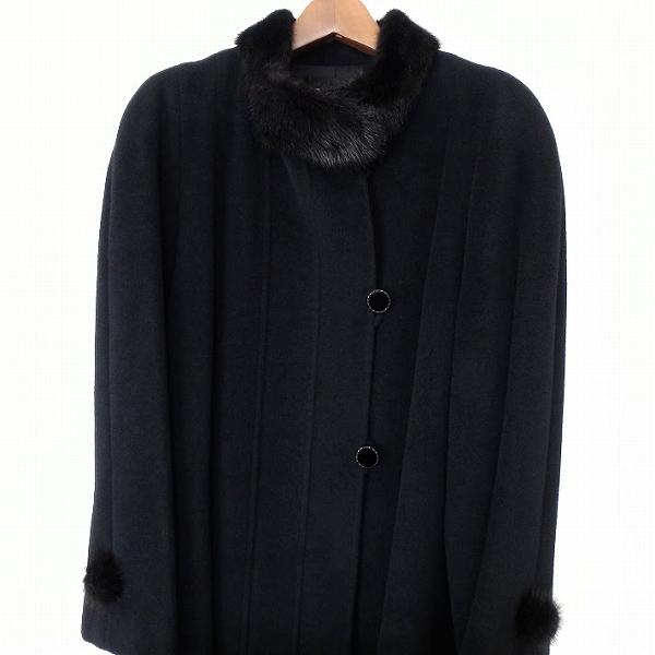 【LAPINE】ファー付きコート　サイズ9号 LAPINE（ラピーヌ） #wnc コート 9 黒 ハイネック ミンクファー付き