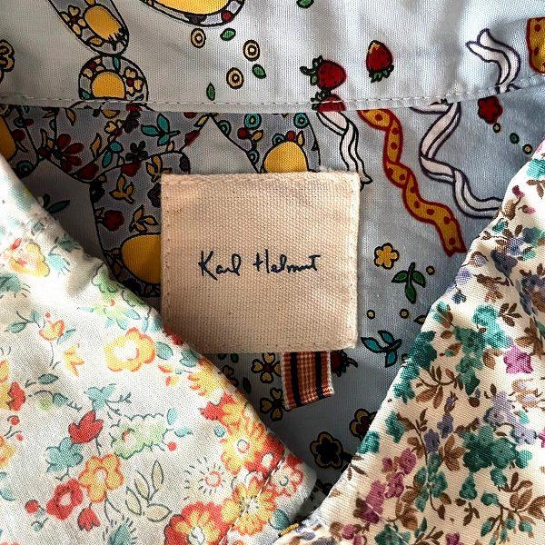 snc カールヘルム KarlHelmut シャツ L 水色系 花柄 パッチワーク風 