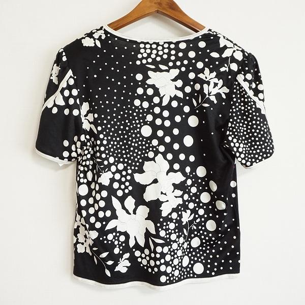 専用です【サイズM】シルク混　LEONARD レオナール 花柄　カットソー snc レオナール LEONARD カットソー L 黒 白 半袖 花柄 ドット