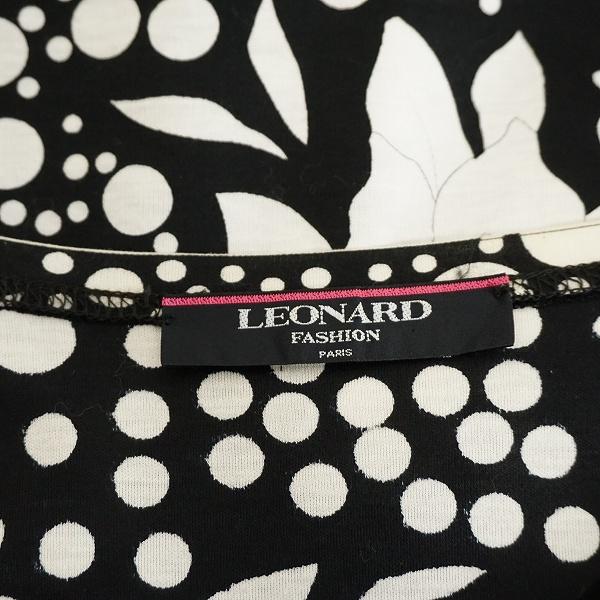 snc レオナール LEONARD カットソー L 黒 白 半袖 花柄 ドット