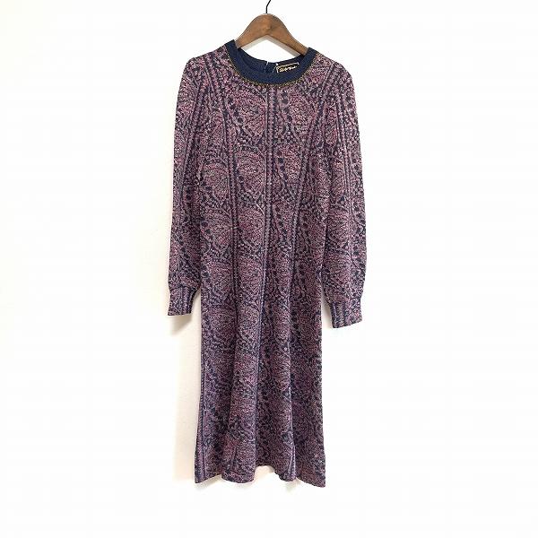 TOYOKO SAITO 斎藤都世子 ニットワンピース膝丈　上品ピンク 斉藤都世子 #wnc サイトウトヨコ ワンピース ピンク グレー