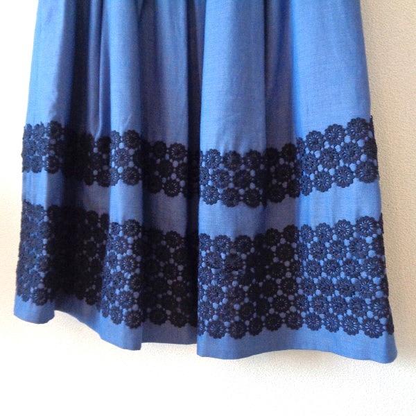 GALLERY VISCONTI ギャラリービスコンティ　ワンピース　リボン　青 ギャラリービスコンティ ワンピース お花 リボン 水色 リブ