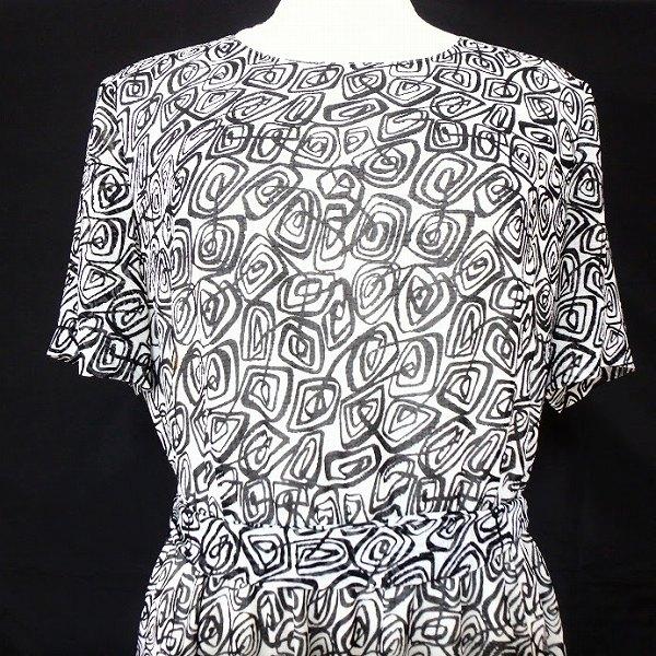 Leilian（レリアン） #snc ワンピース 9 白 黒 半袖 総柄 リボン