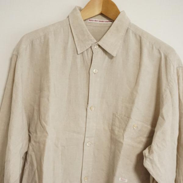 PAPAS #snc パパス Papas 長袖シャツ L ベージュ系 麻 メンズ