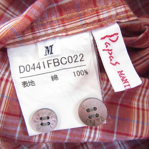 PAPAS（パパス） #anc 長袖シャツ M 赤系 チェック 日本製 メンズ