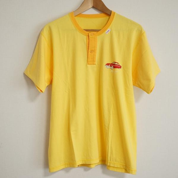PAPAS（パパス） #snc Papas Tシャツ M 黄色 ヘンリーネック 車柄