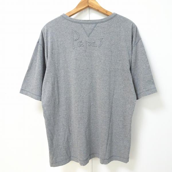 PAPAS（パパス） #snc Papas Tシャツ L グレー Vネック ロゴ シンプル
