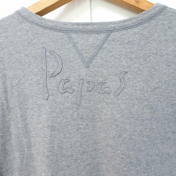パパス 【未使用】Papas Tシャツ シンプル ロゴ Vネック グレー L Tシャツ Papas #snc PAPAS（パパス） メンズ　L ロゴプリント グレー 半袖 トップス