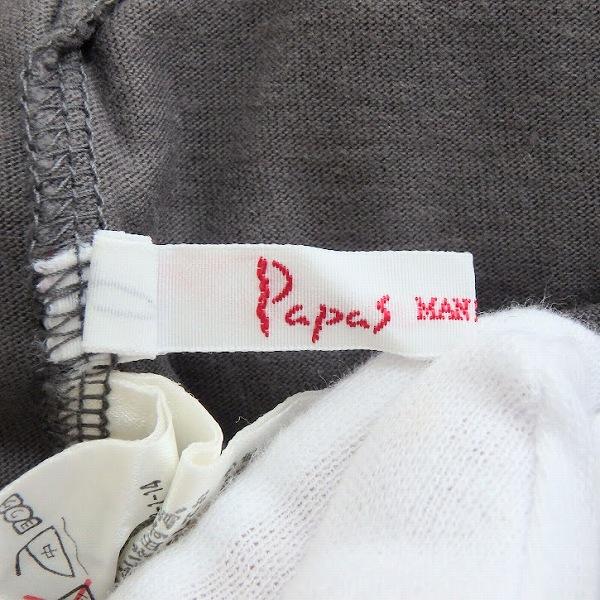 PAPAS（パパス） #snc Papas Tシャツ M グレー 半袖 ロゴ刺繍 メンズ