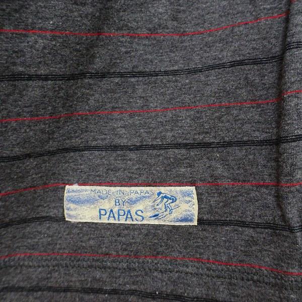 PAPAS（パパス） #snc Papas Tシャツ L グレー 赤 黒 半袖 ボーダー