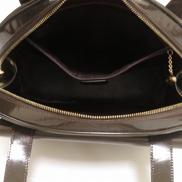 anb グッチ GUCCI ショルダーバッグ こげ茶 バンブー エナメル