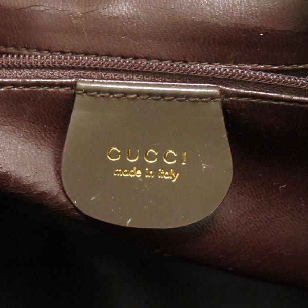 anb グッチ GUCCI ショルダーバッグ こげ茶 バンブー エナメル